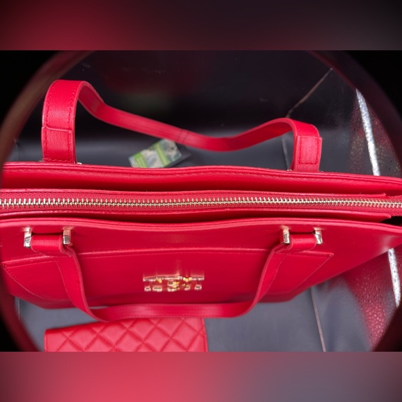 Badgley Mischka NWT Bold Red Tote Matching Wallet Available In Separate Listing - Picture 11 of 11